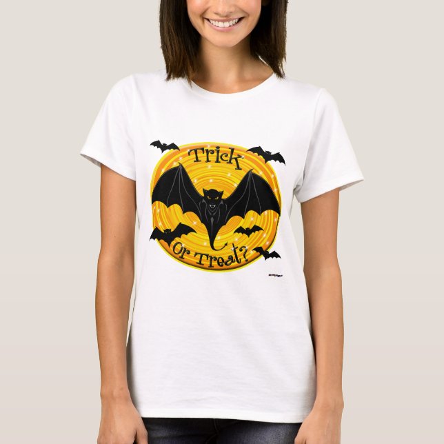 Camiseta Truque Ou Tratar? Bats Assustadores (Frente)
