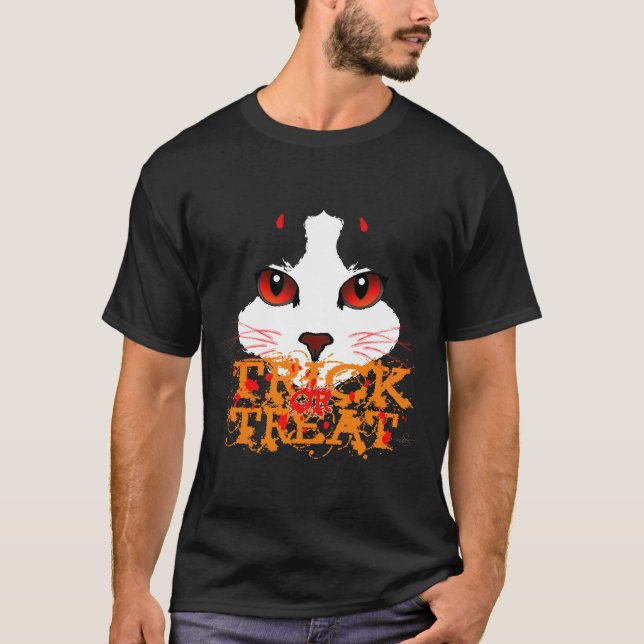 Camiseta Truque ou Tratar Gato Preto (Frente)