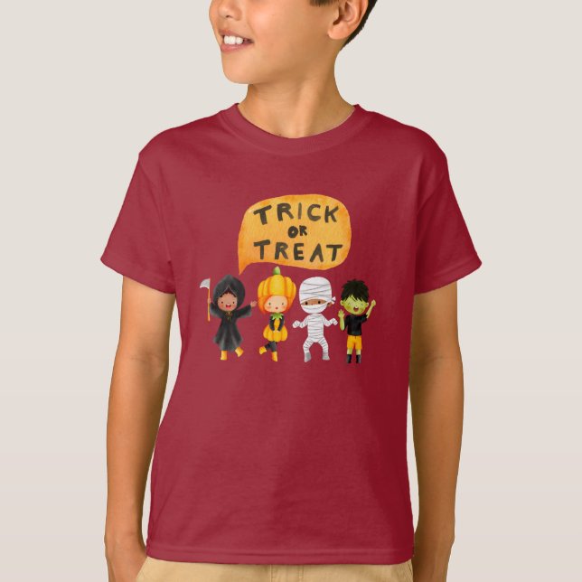 Camiseta Truque Ou Tratar Gráfico De Halloween (Frente)