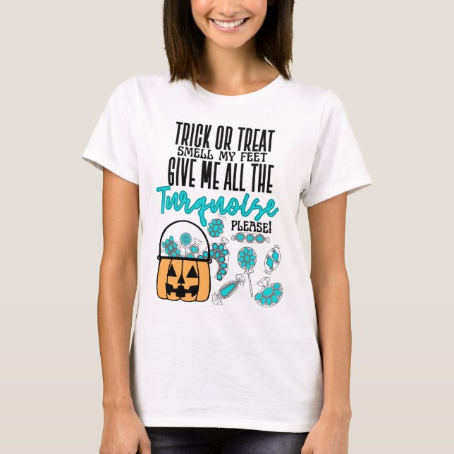 Camiseta Truque ou Tratar Turquesa (Frente)