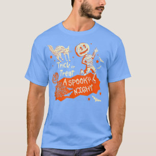 Camiseta Truque ou Tratar um Salão de Gato Preto à Noite Ir