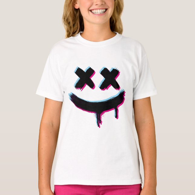 Camiseta Truque ou trate a face sorridente do Dia das Bruxa (Frente)