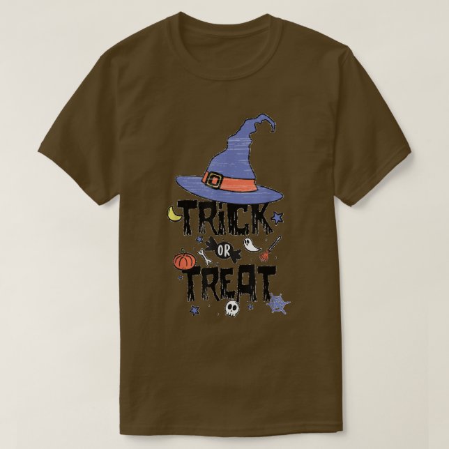 Camiseta Truque Ou Trate Bruxa Feliz Feriado De Halloween C (Frente do Design)