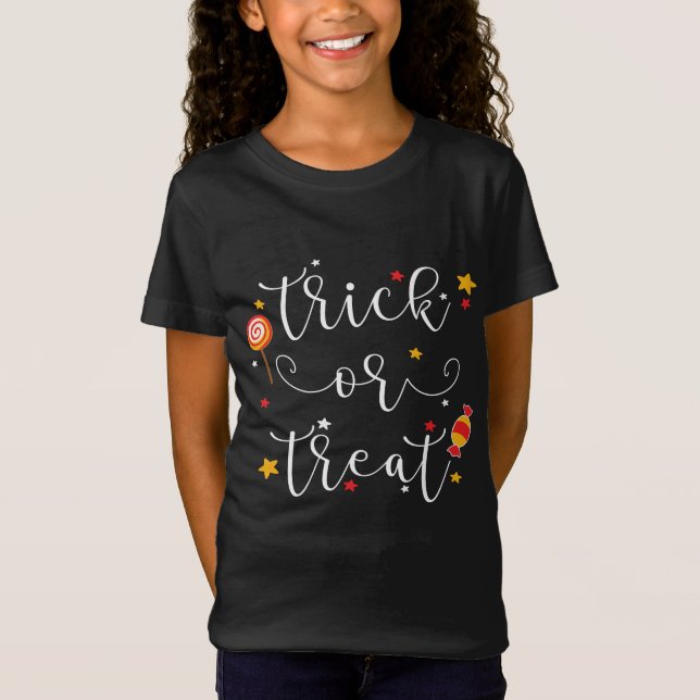 Camiseta truque ou trate o Dia das Bruxas (Frente)