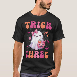 Camiseta Truque Ou Três Halloween, 3 Anos, Fantasma Birthda