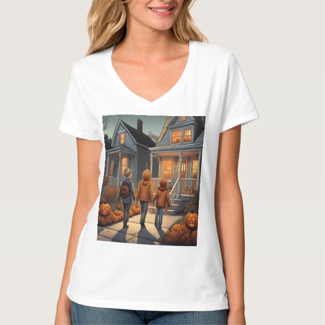 Camiseta Truque Personalizado Ou Tratar Halloween (Frente)