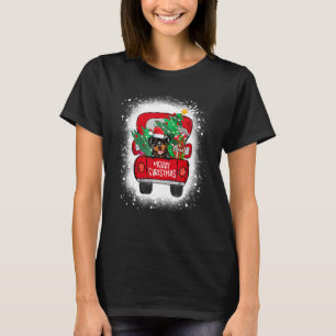 Camiseta Truque Vermelho Bonito Rottweiler Feliz Natal Banh