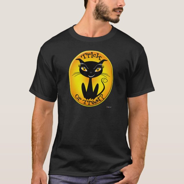 Camiseta Truque Whimsical ou Tratar? Gato (Frente)