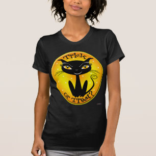 Camiseta Truque Whimsical ou Tratar? Gato com estrelas