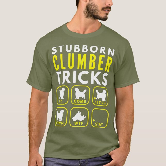 Camiseta Truques Clumber Stubborn - Formação de Cães (Frente)