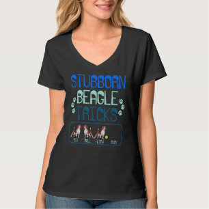 Camiseta Truques de Beagle Stubborn Fetch Sit Roll Fich 2