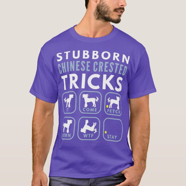 Camiseta Truques de Cães Deitados Chineses Teimosos - Cães (Frente)