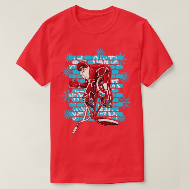 Camiseta Truques de Natal Santa Claus BMX (Frente do Design)