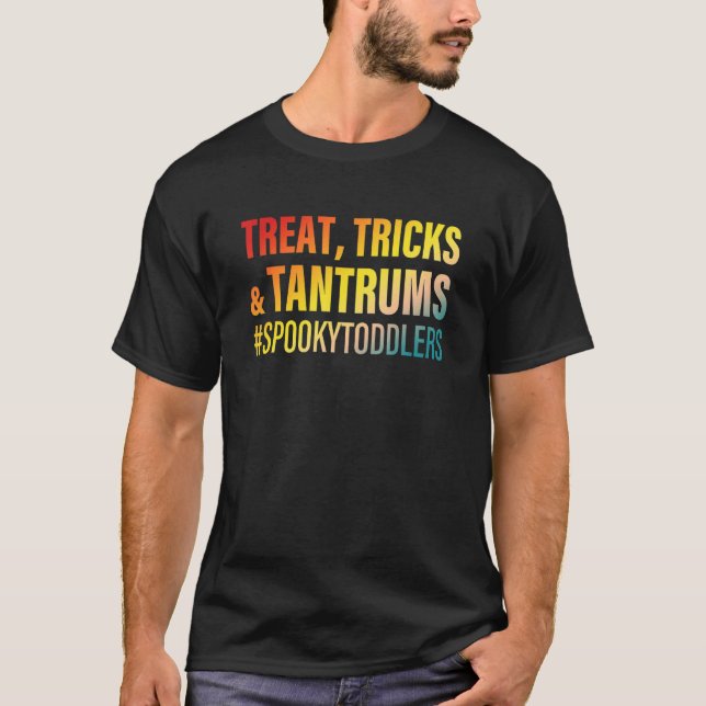 Camiseta truques de tratamento e tantrums spookytodlers Cit (Frente)
