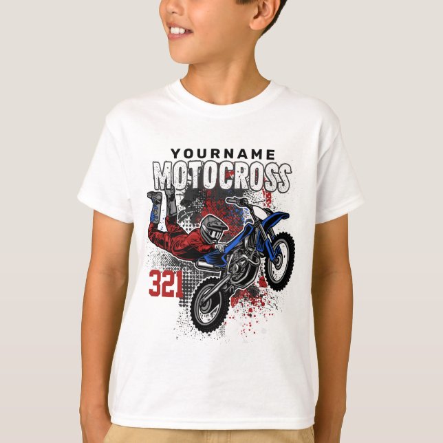 Camiseta Truques FMX de Corrida Múltipla Personalizada de E (Frente)