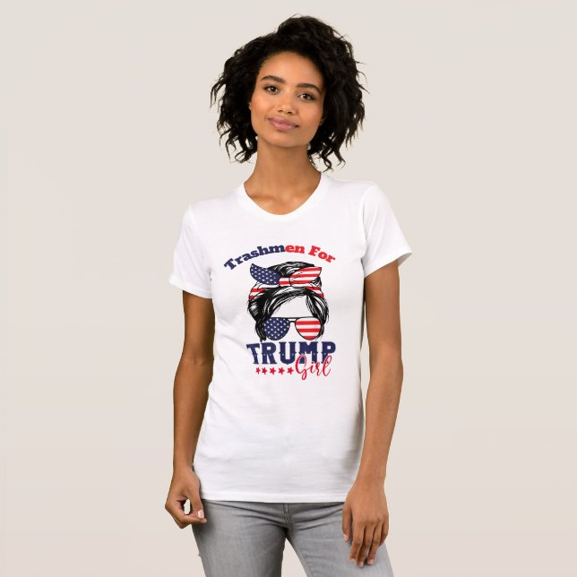 Camiseta Trushmen para Trump Girl Messy Bun Eleição (Frente Completa)