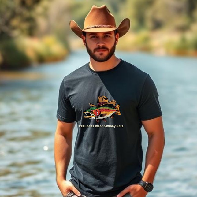 Camiseta Trut Reel Veste cowboy Pai Que Engraçado (Bass Fish Reel Dads Wear Cowboy Hats- Funny Father day t shirt
)