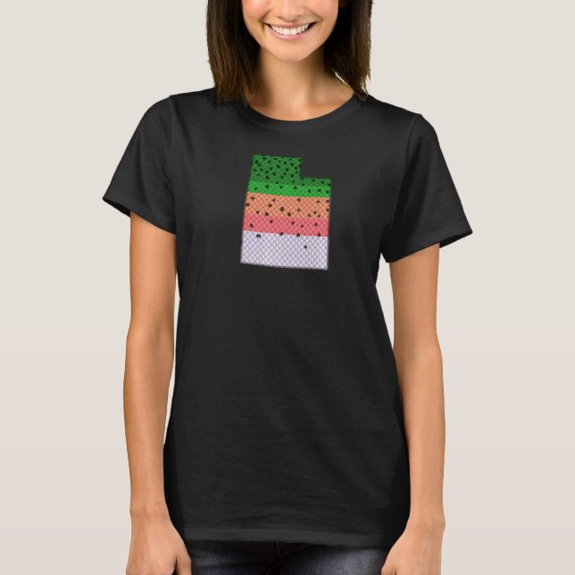 Camiseta Truta Arco-Íris Peixe Mapa do Estado de Utah Pesca (Frente)