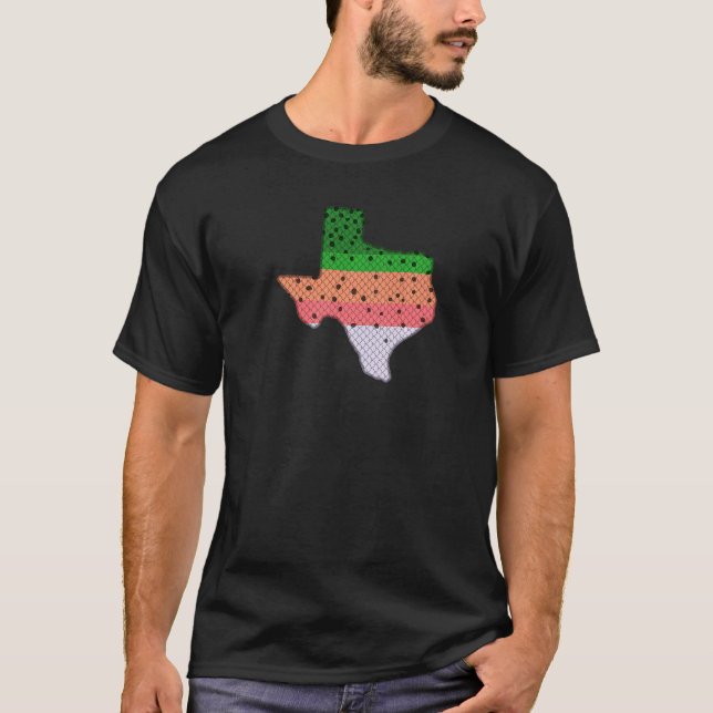 Camiseta Truta Arco-íris Peixe Mapa do Estado do Texas Fly  (Frente)