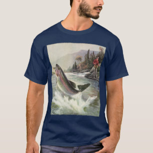 Camiseta Truta Arco-Íris, Pescador Antigo Pescando Peixe