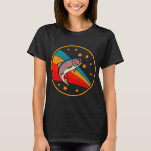 Camiseta Truta Arco-Íris Retro Esporte Pesca com Mosca e An