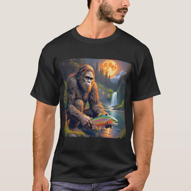 Camiseta Truta de Pé-Grande A Pescar à Lua (Frente)