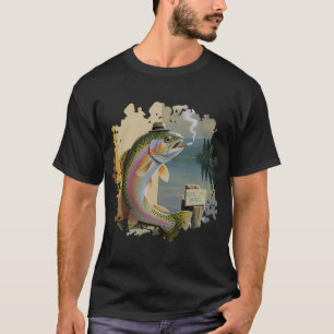 Camiseta Truta engraçada usando um chapéu