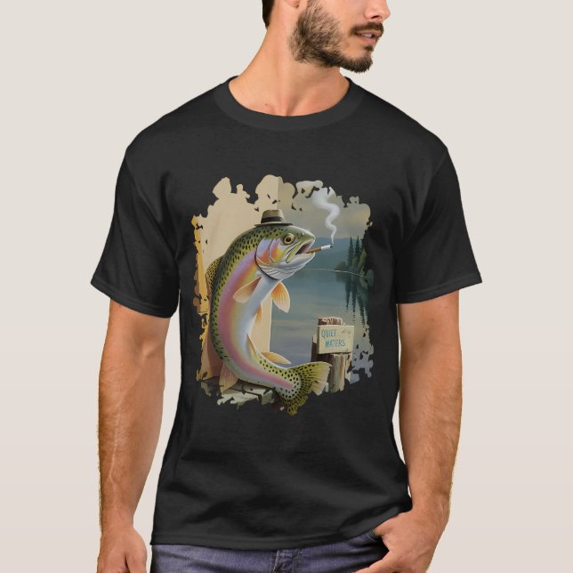 Camiseta Truta engraçada usando um chapéu (Frente)