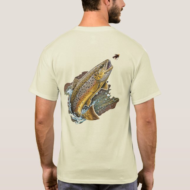 Camiseta Truta marrom de pesca com mosca (Verso)