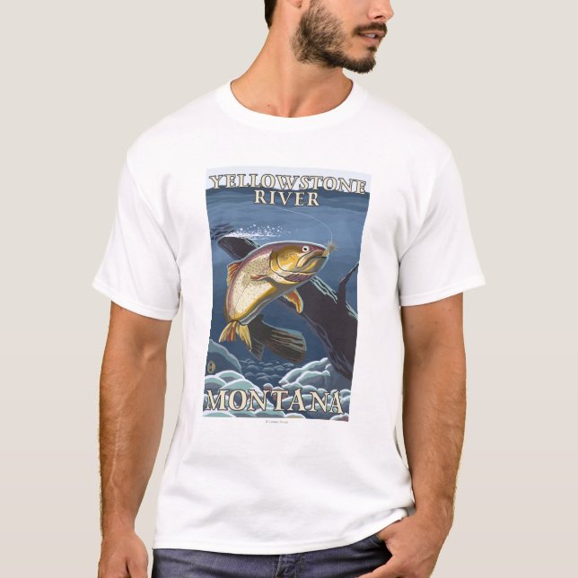 Camiseta Truta que pesca o secção transversal 5 (Frente)