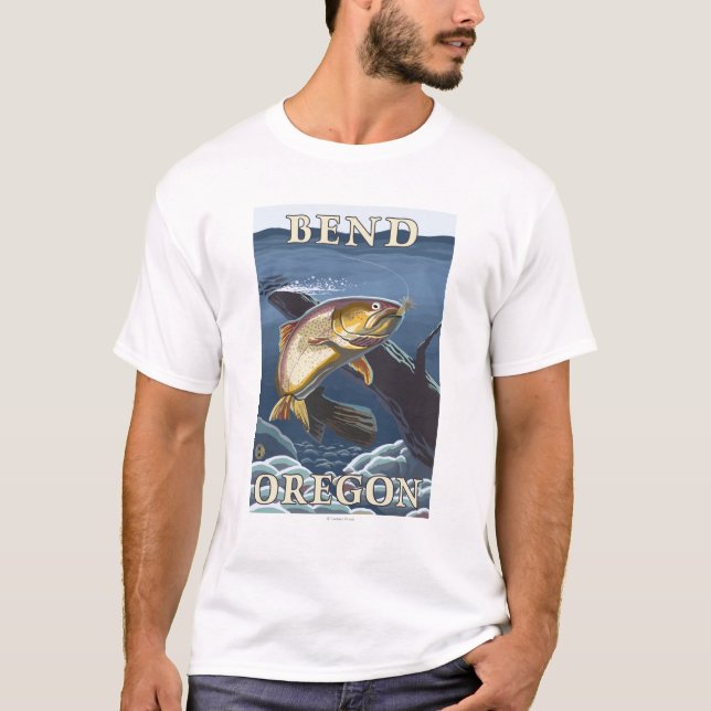 Camiseta Truta que pesca o secção transversal - curvatura, (Frente)