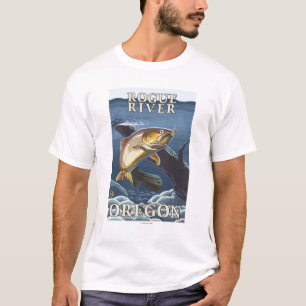 Camiseta Truta que pesca o secção transversal - rio