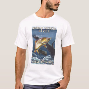 Camiseta Truta que pesca o secção transversal - rio de