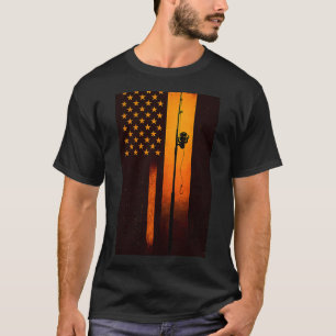 Camiseta truta Salmão-americano bandeira americana Pesca