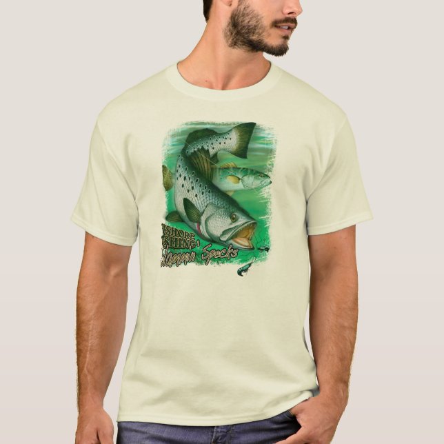 Camiseta Truta salpicada de pesca costeira (Frente)