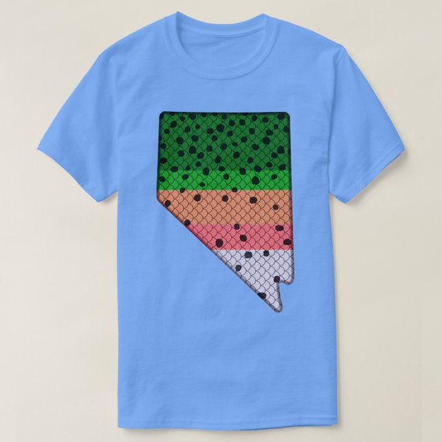 Camiseta Trutas Pescando Arco-Íris Patterno Nevada Estado M (Frente do Design)