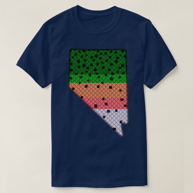 Camiseta Trutas Pescando Arco-Íris Patterno Nevada Estado M (Frente do Design)