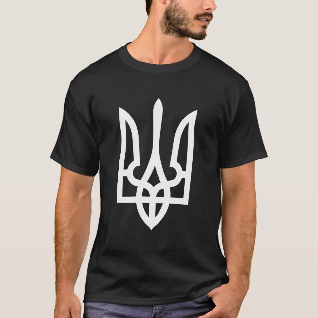 Camiseta Tryzub (Branco) - Tridente Ucraniano (Frente)