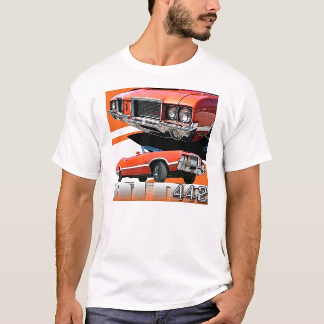Camiseta Tshirt 1970 do carro do cutelo 442 de Oldsmobile (Frente)