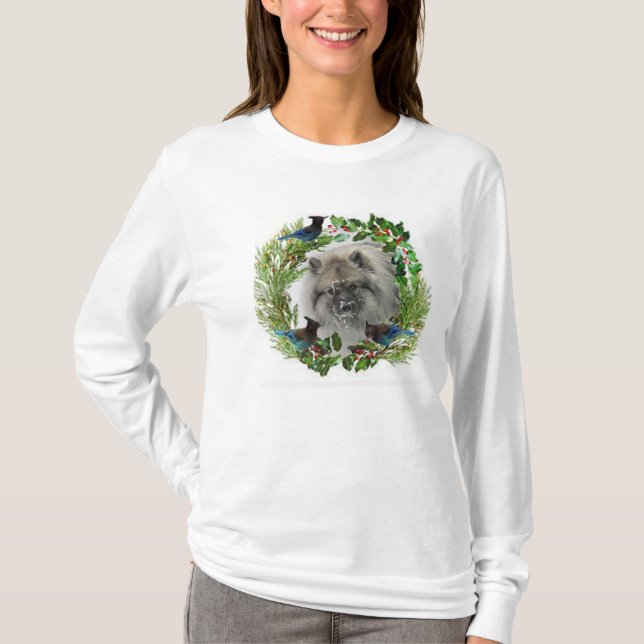 Camiseta Tshirt #1 do Keeshond do Natal (Frente)