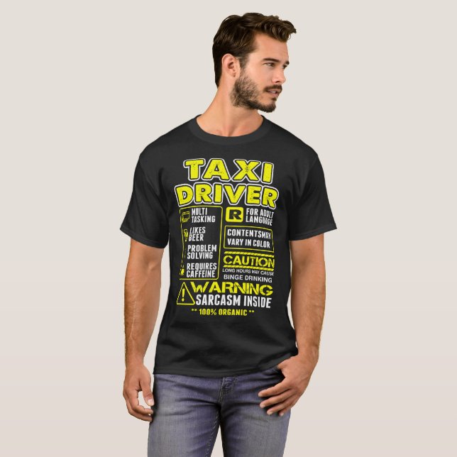 Camiseta Tshirt a multitarefas do taxista (Frente Completa)