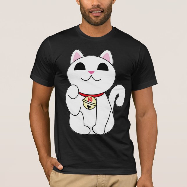 Camiseta tshirt afortunado do gato (Frente)