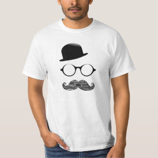 Camiseta Tshirt Branco Chapéu Luneta Bigode