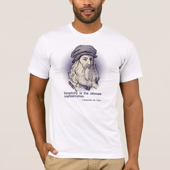 Camiseta Tshirt branco das citações de da Vinci (Frente)