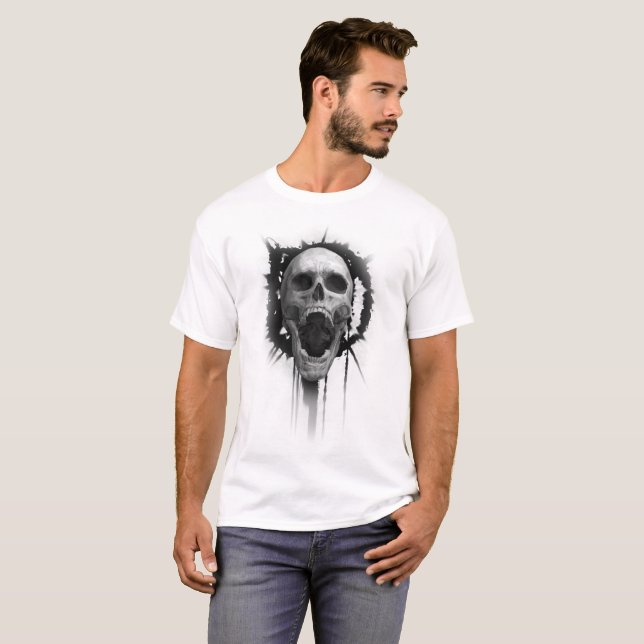 Camiseta Tshirt (branco) gritando do crânio (Frente Completa)