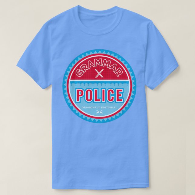 Camiseta TShirt Clássico da Polícia Gramática (Frente do Design)