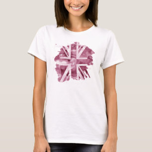 Camiseta TShirt cor-de-rosa de Union Jack das senhoras