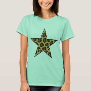 Camiseta tshirt da estrela do impressão do leopardo