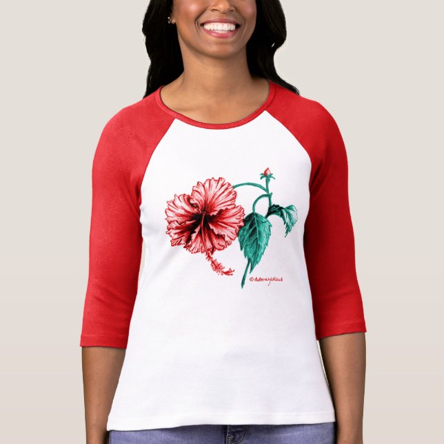 Camiseta TShirt da flor do hibiscus (Frente)