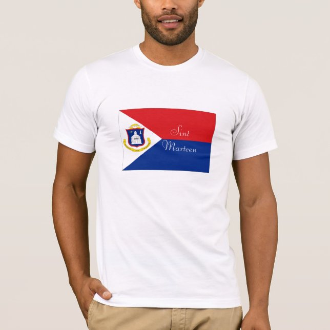 Camiseta Tshirt da lembrança da bandeira de Sint Marteen St (Frente)
